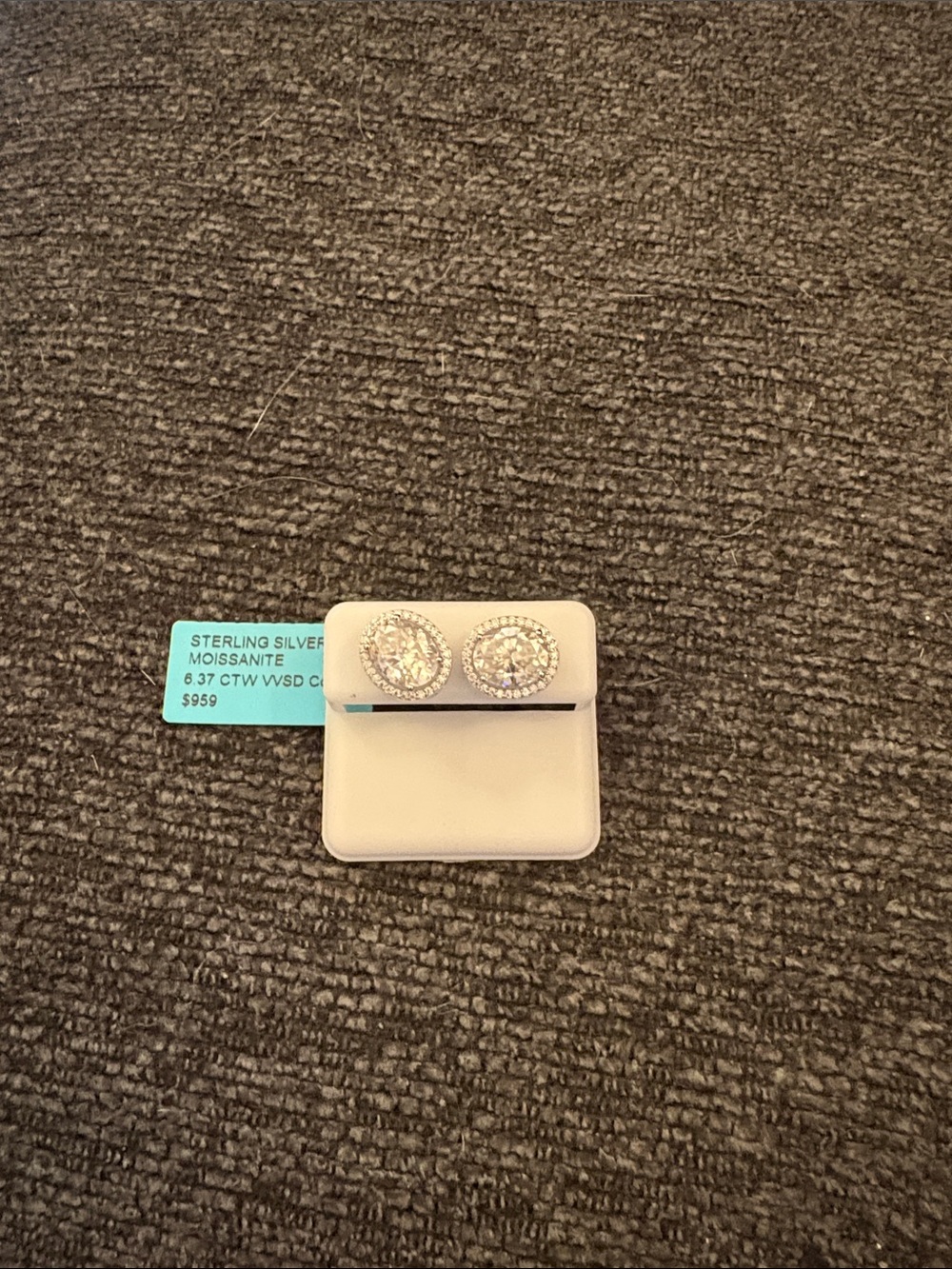 Sterling Silver Moissanite Halo Stud Earrings - White
